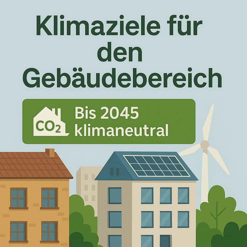 Illustration: Klimaziele für den Gebäudebereich – bis 2045 klimaneutral