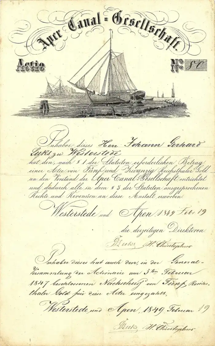 Apen - Aper Canal Gesellschaft 1849