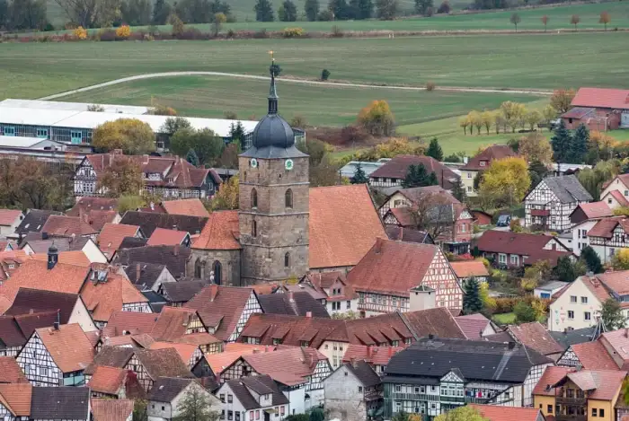 Heldburg - Heldburg, Altstadt, Ansicht von der Veste Heldburg 20161030-001