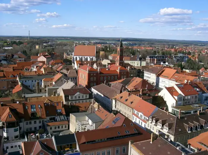 Kamenz - Kamenz city centre aerial view north