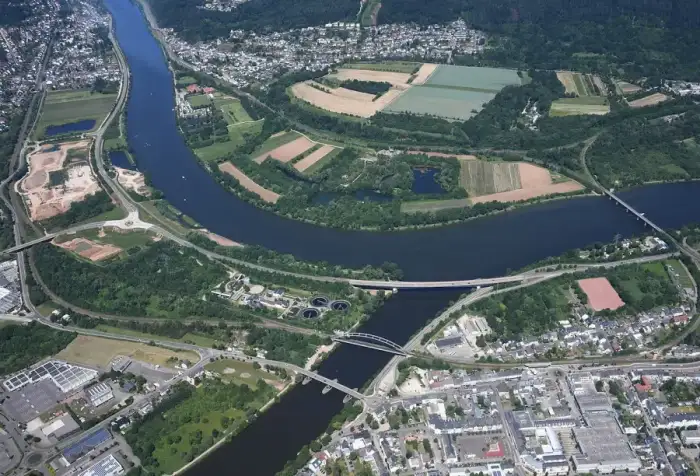 Konz - Aerial image of the confluence of the Saar and Moselle