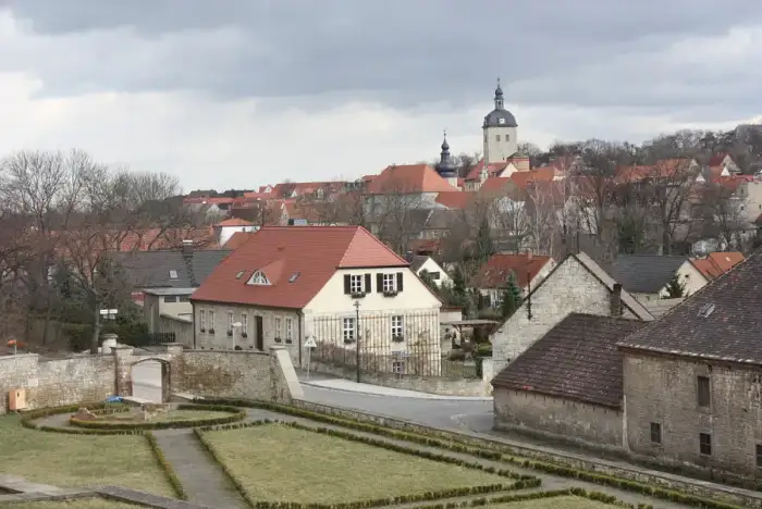 Mücheln (Geiseltal) - Mücheln (Geiseltal), view from the baroque garden to the town