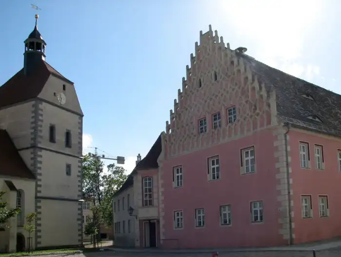 Mühlberg/Elbe - Muehlberg Elbe Kirche Rathaus