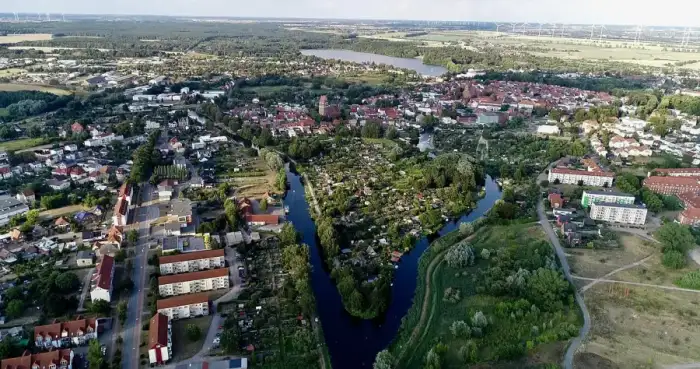Parchim - Luftbild Parchim - Altstadt - Eldearme